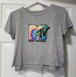 Gray MTV Crop Top T-Shirt